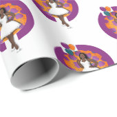 Papier Cadeau Ballons et fleurs pour la fête de mariage de la fe (Coin rond)