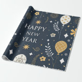 Papier Cadeau ballons festifs or nouvel an (Déroulé)