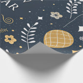 Papier Cadeau ballons festifs or nouvel an (Coin)