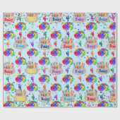 Papier Cadeau Ballons gâteau d'anniversaire Personnaliser le nom (Plat)