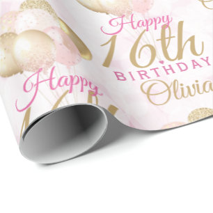 Papier Cadeau Ballons glamour 16e anniversaire