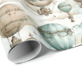 Papier Cadeau Ballons rétro Steampunk vintages (Coin rond)