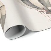 Papier Cadeau Ballons vintages à air chaud (Coin rond)