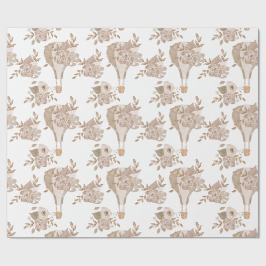 Papier Cadeau Balloon à air chaud à la florale douce (Plat)