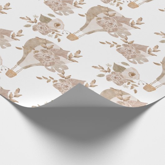 Papier Cadeau Balloon à air chaud à la florale douce (Coin)