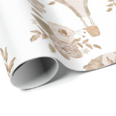 Papier Cadeau Balloon à air chaud à la florale douce (Coin rond)