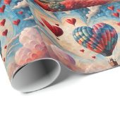 Papier Cadeau Balloon à air chaud en forme de coeur (Coin rond)