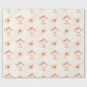 Papier Cadeau Balloon à air chaud rose or roses jaunes (Plat)