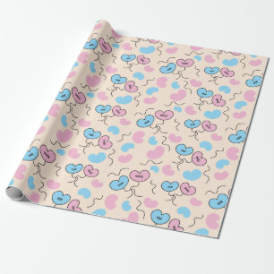 Papier Cadeau Balloons Monsieur et Madame Bleu et Rose Mariage S