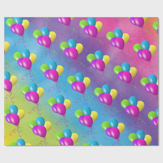Papier Cadeau Balloons Sur Aquarelle Arc-En-Ciel Abstrait (Plat)