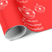 Papier Cadeau Balls de Noël - Joyeuses fêtes en hongrois (Coin rond)
