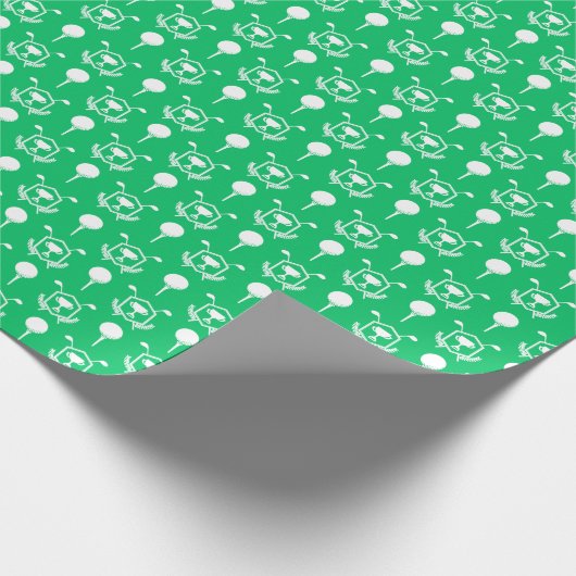 Papier Cadeau Bals et clubs de golf verts et blancs (Coin)