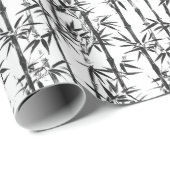 Papier Cadeau Bamboo noir blanc Motif botanique moderne (Coin rond)