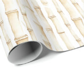 Papier Cadeau Bambou Crème Tropical (Coin rond)