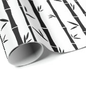 Papier Cadeau Bambou noir et blanc personnalisé (Coin rond)