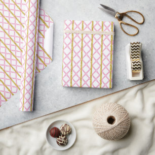 Papier Cadeau Bambou rose aquarelle