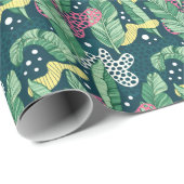 Papier Cadeau Banana feuilles abstraits, couleurs tendance (Coin rond)