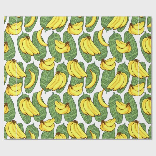 Papier Cadeau Banana Fruit Feuilles Motif tropical (Plat)