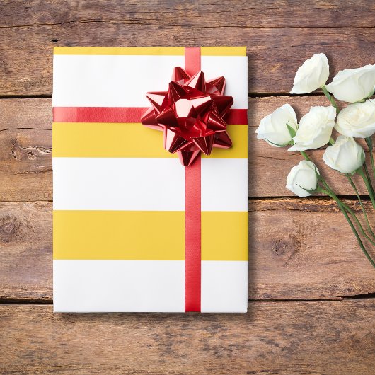 Papier Cadeau Banane Jaune Blanc Large Rayé Horizontalement