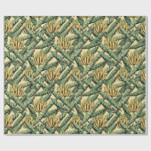 Papier Cadeau Banane jaune tropicale et Feuilles (Plat)