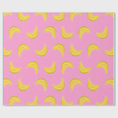 Papier Cadeau Bananes allantes dans le rose (Plat)