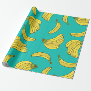 Papier Cadeau Bananes dessinées à la main sans couture motif. Es