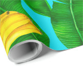 Papier Cadeau Bananes et aquarelle feuille (Coin rond)