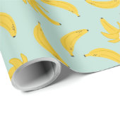 Papier Cadeau Bananes mignonnes sur bleu clair (Coin rond)