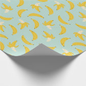 Papier Cadeau Bananes mignonnes sur bleu clair (Coin)