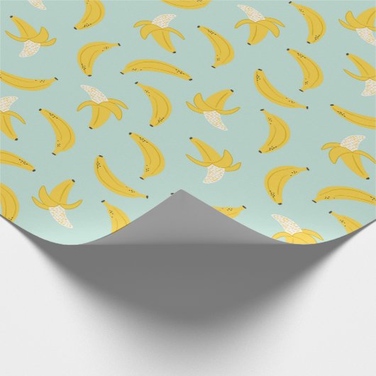 Papier Cadeau Bananes mignonnes sur bleu clair (Coin)