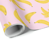 Papier Cadeau Bananes mignonnes sur rose clair (Coin rond)