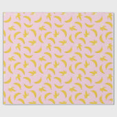 Papier Cadeau Bananes mignonnes sur rose clair (Plat)