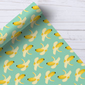 Papier Cadeau Bananes sur le Motif de fruits vert à la menthe