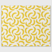 Papier Cadeau Bananes Tropical Fruit Print, jaune et blanc (Plat)