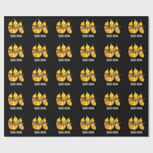 Papier Cadeau Band-nana Funny Fruit Banana Pun Dark BG (Plat)
