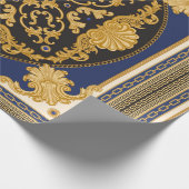 Papier Cadeau Bandana imprimé sur arrière - plan noir et bleu, O (Coin)