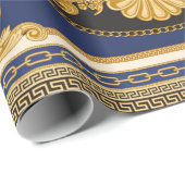 Papier Cadeau Bandana imprimé sur arrière - plan noir et bleu, O (Coin rond)