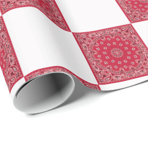 Papier Cadeau Bandana Rouge Impression Et Blocs Blancs