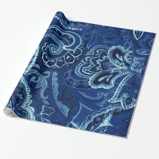 Papier Cadeau Bandanna/Bandana de Paisley de bleu marine rétro