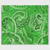 Papier Cadeau Bandanna chic verte de Paisley de hippie de Boho (Plat)