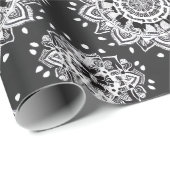 Papier Cadeau Bandanna Mandala noir et blanc (Coin rond)
