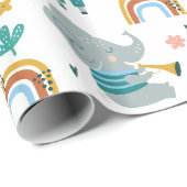 Papier Cadeau Bande d'animaux de dessin (Coin rond)