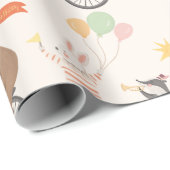 Papier Cadeau Bande d'animaux mignons Anniversaire (Coin rond)