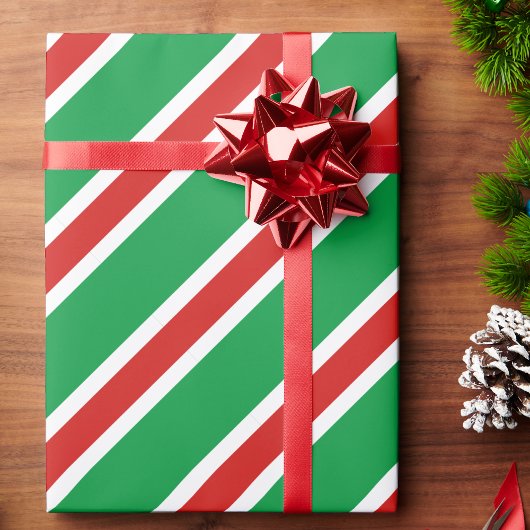 Papier Cadeau Bande de bonbons Noël Rouge Vert Blanc