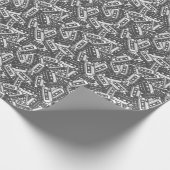Papier Cadeau Bande de cassette : Motif Vintage monochrome (Coin)