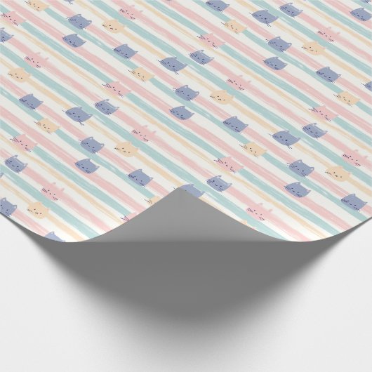 Papier Cadeau Bande de chat mignonne (Coin)