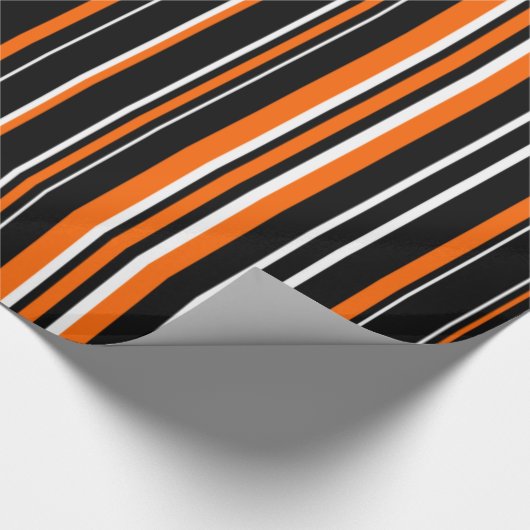 Papier Cadeau Bande de code à barres noire, orange, blanche (Coin)