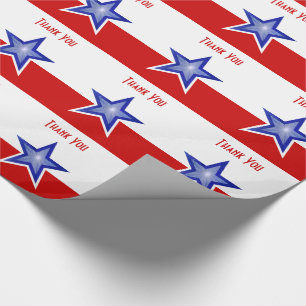 Papier Cadeau Bande de Merci rouge Blue Star