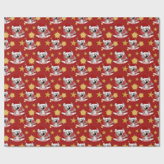 Papier Cadeau Bande dessinée de koala de Noël (Plat)