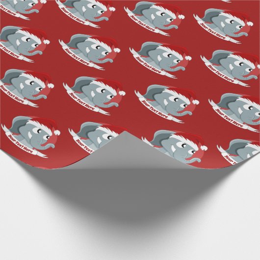 Papier Cadeau Bande dessinée de Noël avec un éléphant mignon (Coin)